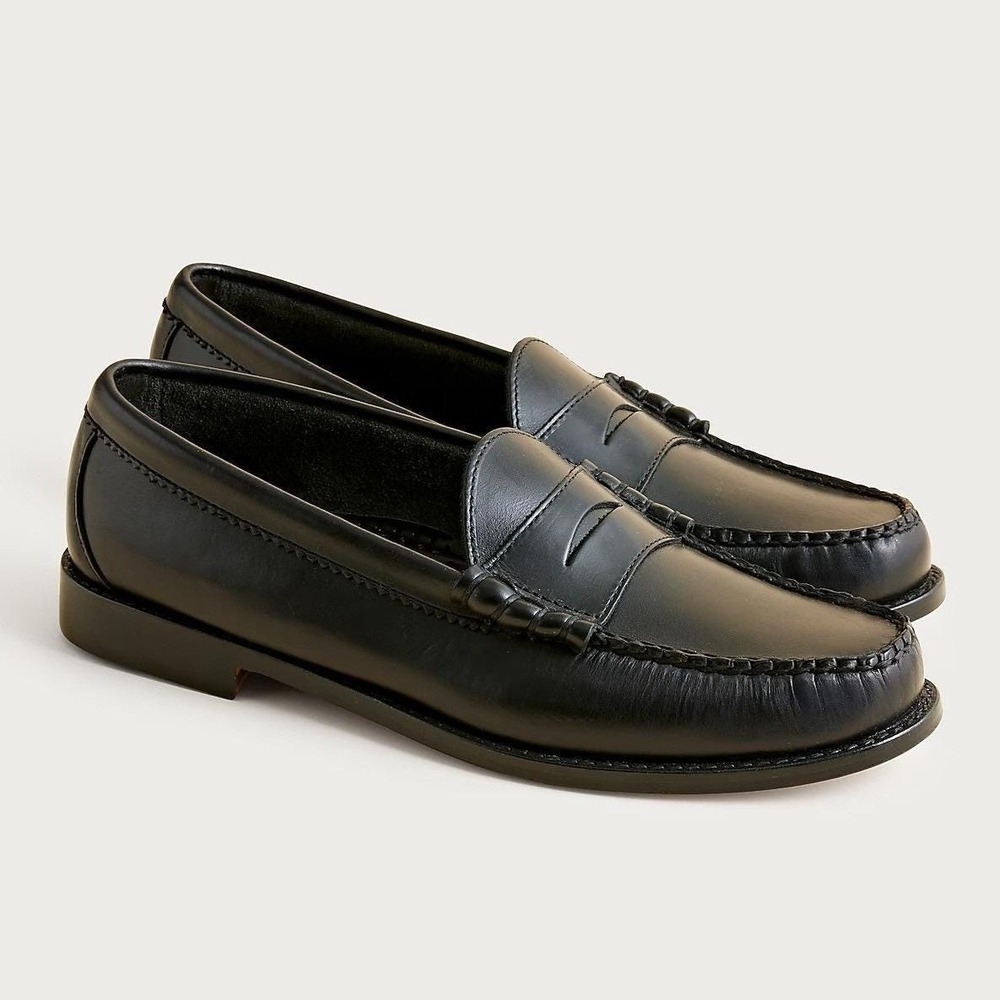 J.Crew Classic Camden Loafers 100% Leather Soles Shoes Men 9.5 Black Venetian